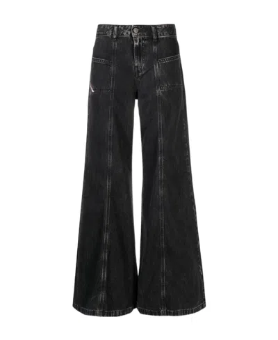 Diesel D-akii 068hn Flared Bootcut Jeans In Black
