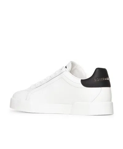 Dolce & Gabbana Portofino Logo-tag Leather Sneakers In White