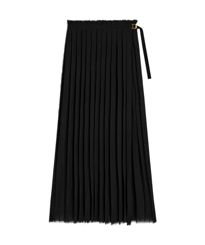 Ami Alexandre Mattiussi Ami Paris Pleated Maxi Skirt In Black