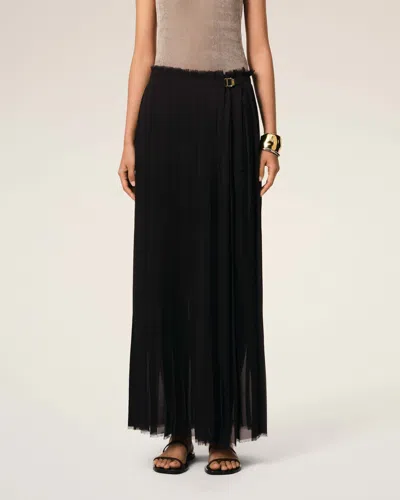 Ami Alexandre Mattiussi Ami Paris Pleated Maxi Skirt In Black