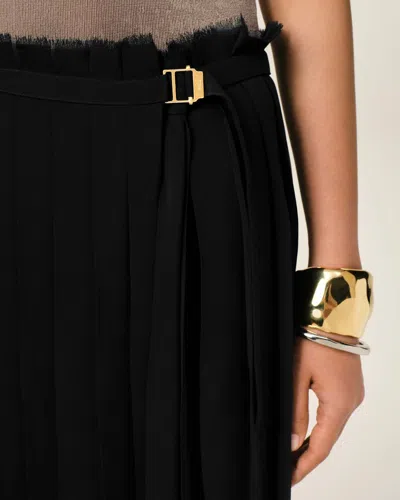 Ami Alexandre Mattiussi Ami Paris Pleated Maxi Skirt In Black