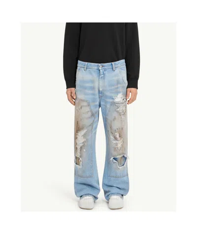 Mm6 Maison Margiela Medium Blue Denim Distressed Jeans