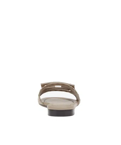 Fendi Women Cappuccino Leather Baguette Slippers In Brown