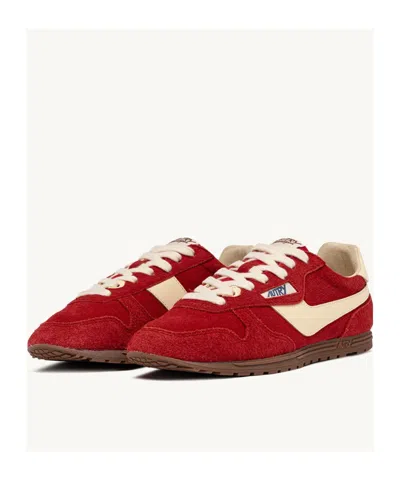 Autry Windspin Low Woman Suede Leather Sneakers In Red