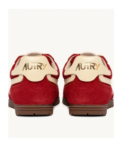 Autry Windspin Low Woman Suede Leather Sneakers In Red