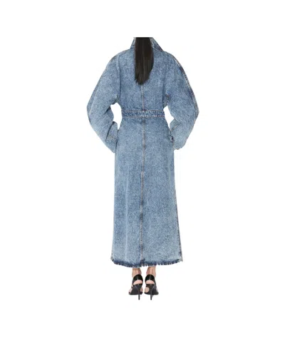 Alaïa Spiral Denim Trench In Bleu Neige
