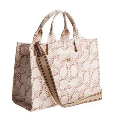 Coach Cargo Tote Bag 26 With Signature Canvas In Nude