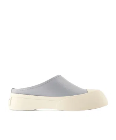 Marni Blue Leather Pablo Sabot Slippers In 00n34 Dolphin