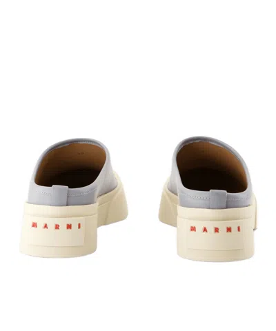 Marni Blue Leather Pablo Sabot Slippers In 00n34 Dolphin