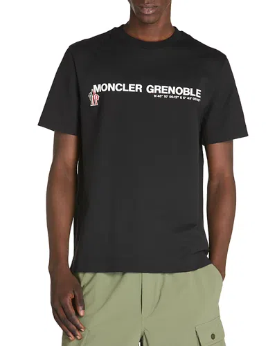 Moncler Midnight Blue Stretch Cotton T-shirt In Black