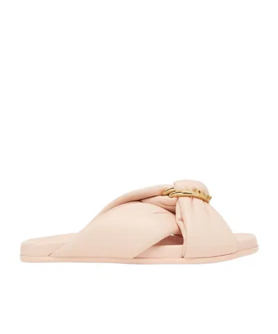 Fendi Pink Nappa Leather Feel Slippers In Lightrose