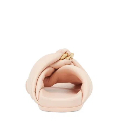 Fendi Pink Nappa Leather Feel Slippers In Lightrose