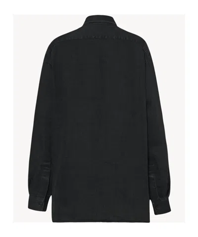 The Row Nesson Linen Long Shirt In Black