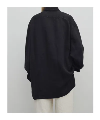 The Row Nesson Linen Long Shirt In Black