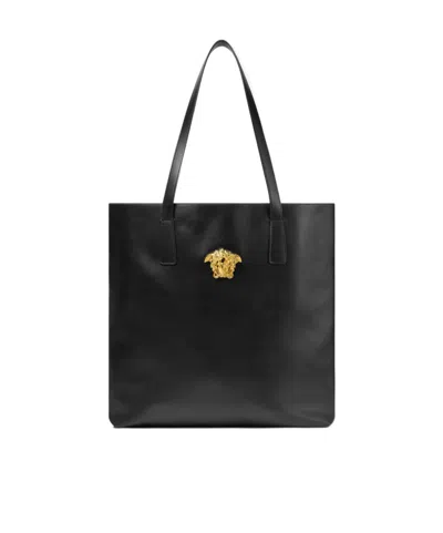 Versace Medusa Head Motif Tote Bag In Black