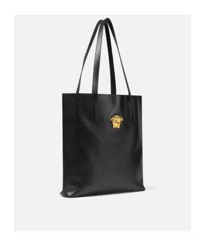 Versace Medusa Head Motif Tote Bag In Black