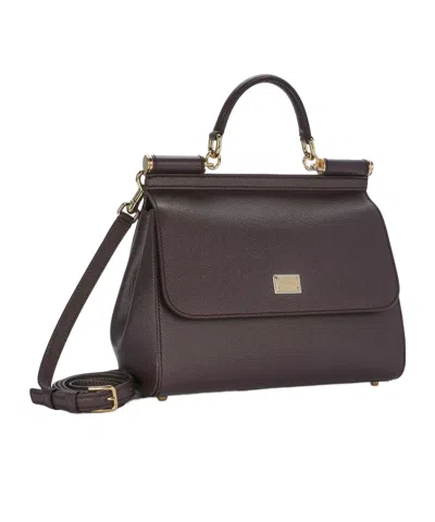 Dolce & Gabbana Small Sicily Tote Bag In Brown