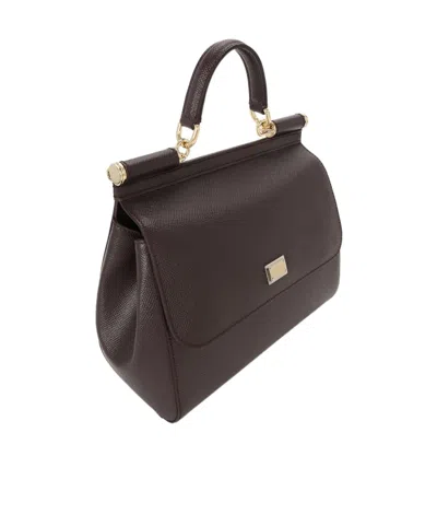 Dolce & Gabbana Small Sicily Tote Bag In Brown