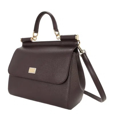 Dolce & Gabbana Small Sicily Tote Bag In Brown
