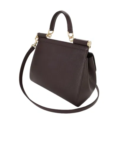 Dolce & Gabbana Small Sicily Tote Bag In Brown