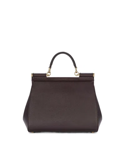 Dolce & Gabbana Small Sicily Tote Bag In Brown