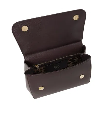 Dolce & Gabbana Small Sicily Tote Bag In Brown