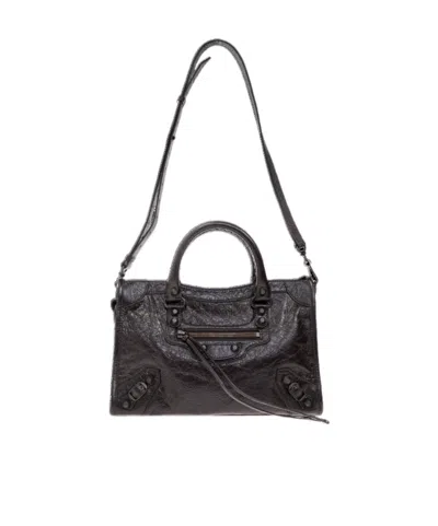 Balenciaga Le City Small Leather Handbag In Black