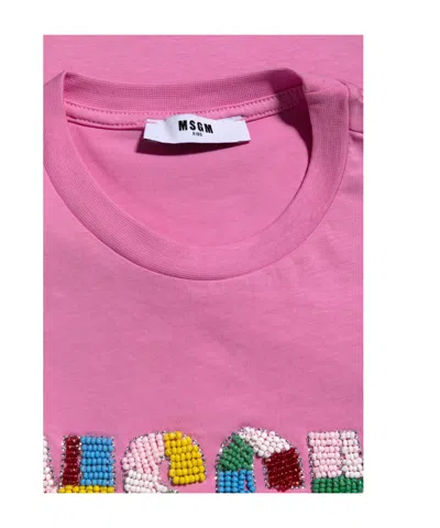 Msgm Short Sleeve T-shirt In Pink