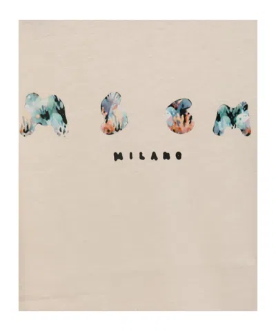Msgm Logo Print T-shirt In Neutral