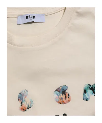 Msgm Logo Print T-shirt In Neutral