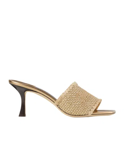 Jimmy Choo Alexia 70 Woven Lurex Mules In Nude