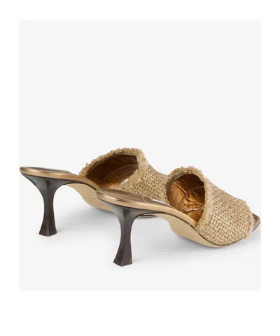 Jimmy Choo Alexia 70 Woven Lurex Mules In Nude