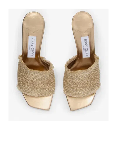 Jimmy Choo Alexia 70 Woven Lurex Mules In Nude