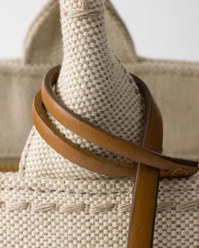 Prada Large Linen Blend Handbag In Nude