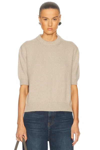 Khaite Davin Cashmere Round_neck Sweater In Beige