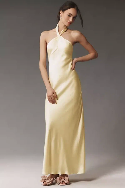 Bhldn Selma Satin Maxi Dress In Butter Yellow In Gold