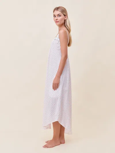 Papinelle Swiss Dot Lace Trim Cotton Nightgown In Strawberry Ice Ditsy