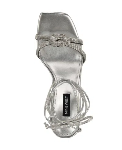 Nine West Women's Raqchel Embellished Lace Up Dress Sandals In Silver