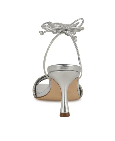 Nine West Women's Raqchel Embellished Lace Up Dress Sandals In Silver