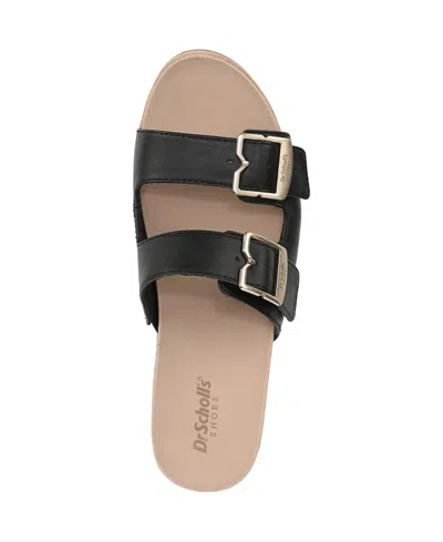 Dr. Scholl's Women's Cali Breeze Slide Wedge Sandals In Black Faux Leather