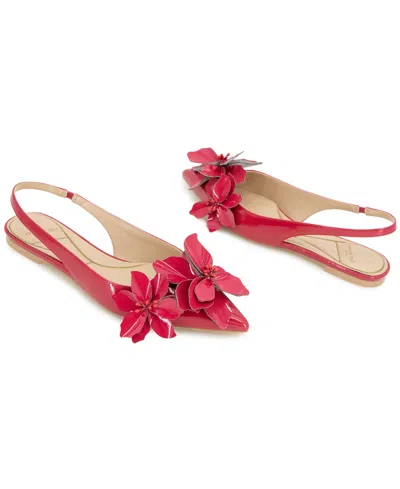 Kenneth Cole New York Women's Tayla Pointed Toe Slingback Flats In Red Patent