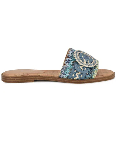 Nine West Women's Poland Woven Slip-on Flat Sandals In Blue Multi