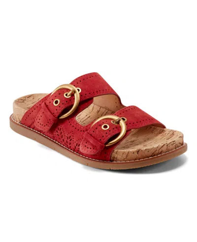 Earth Women's Francii Double Band Flat Slip-on Sandals In Red Suede