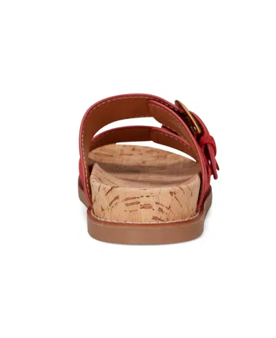 Earth Women's Francii Double Band Flat Slip-on Sandals In Red Suede