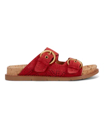 Earth Women's Francii Double Band Flat Slip-on Sandals In Red Suede
