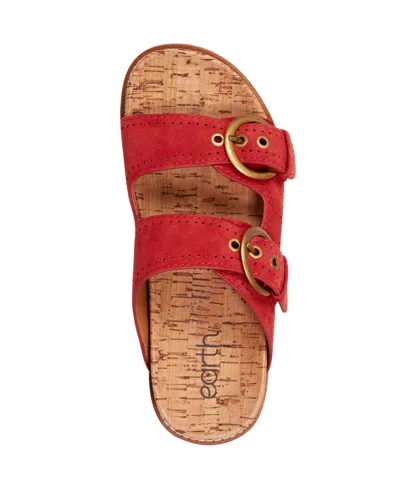 Earth Women's Francii Double Band Flat Slip-on Sandals In Red Suede