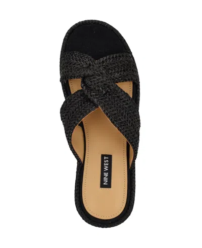 Nine West Women's Cerry Woven Platform Wedge Sandals In Black