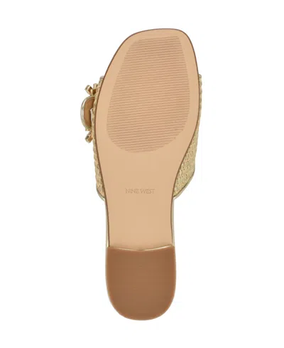 Nine West Women's Laniey Embellished Flat Slide Sandals In Gold