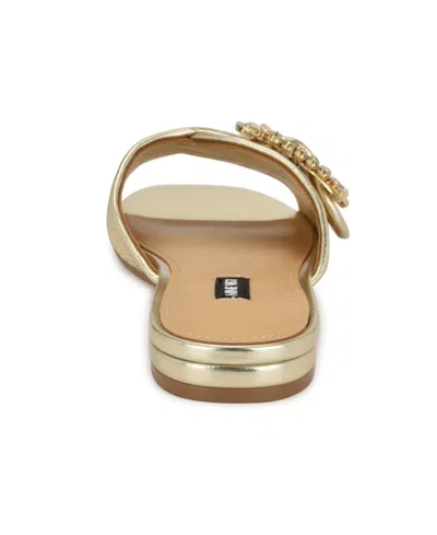 Nine West Women's Laniey Embellished Flat Slide Sandals In Gold