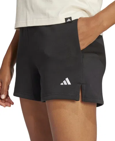 Adidas Originals Women's Essentials Small Logo Fleece Shorts In White